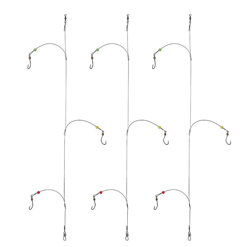 Dyxssm Fishing Hook Line Stainless Steel, Fishing Rigs Wire Leader with Rolling Swivel and Barb Hooks (Type-B: 3 Hooks rig, 16#) - Image 1